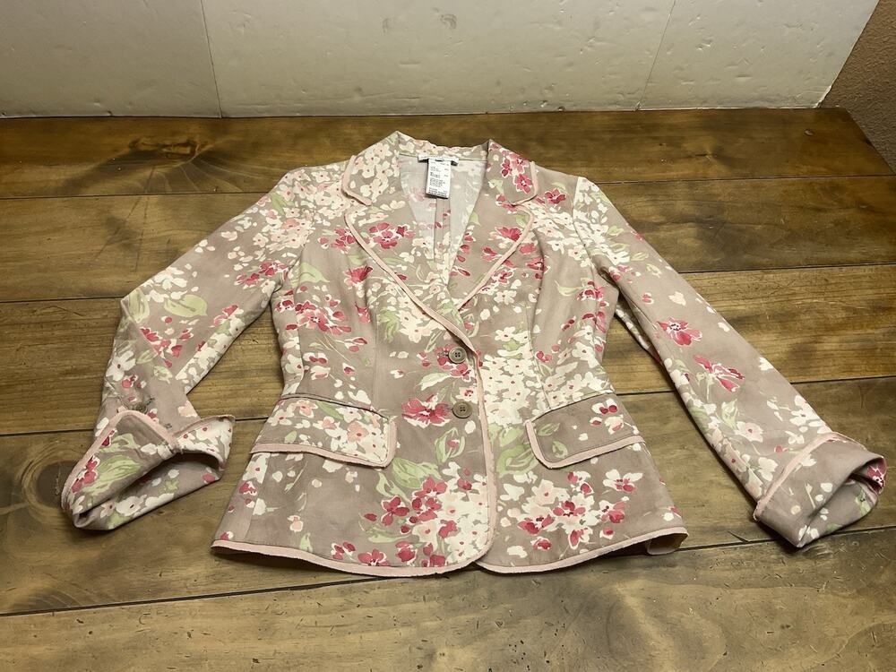 Gerard Darel Blazer Jacket Womens 36 US 4 Floral Linen Silk